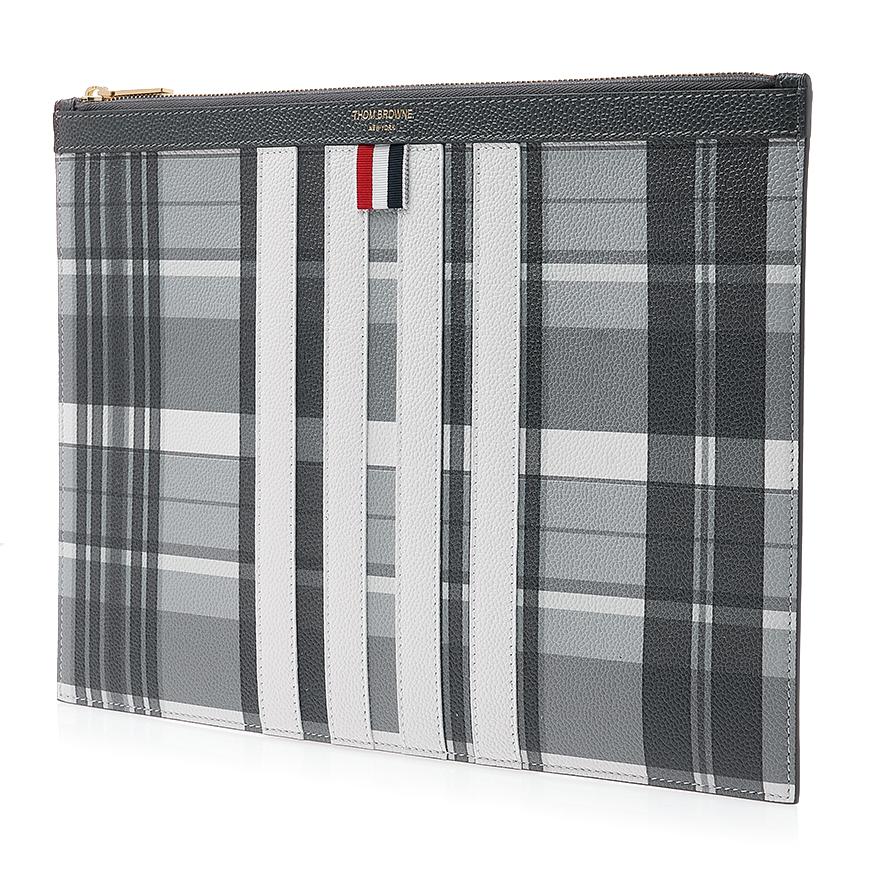 THOM BROWNE Pebble Grain Madras Leather Clutch MAC155A L0041 980 1