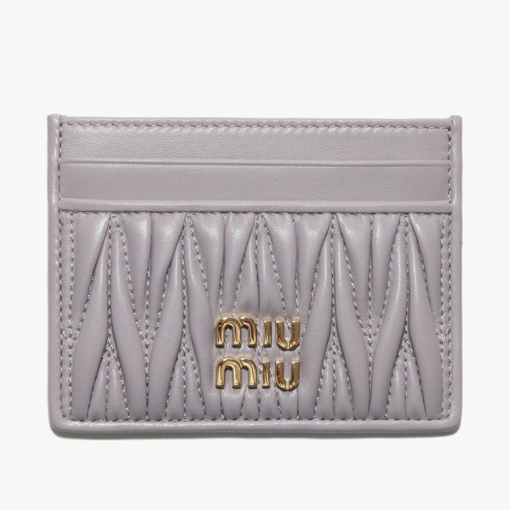 Miu Miu Matelassé Nappa Leather Card Holder Wisteria Purple