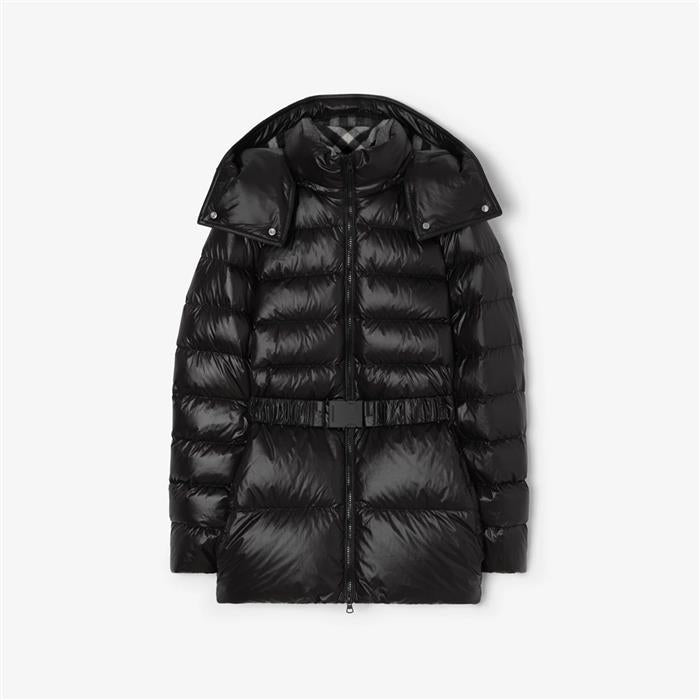 BURBERRY Sandsend Belted Hooded Down Short Puffer Jacket for Women