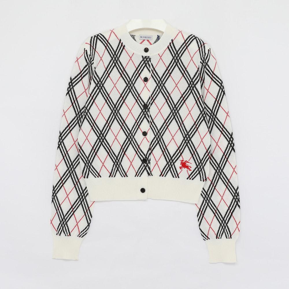 BURBERRY Argyle Pattern Crewneck Women’s Cardigan 8111461