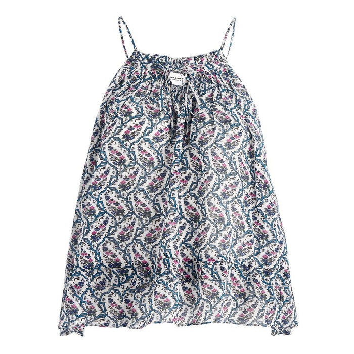 Isabel Marant Floral Halterneck Top White Cotton Sleeveless