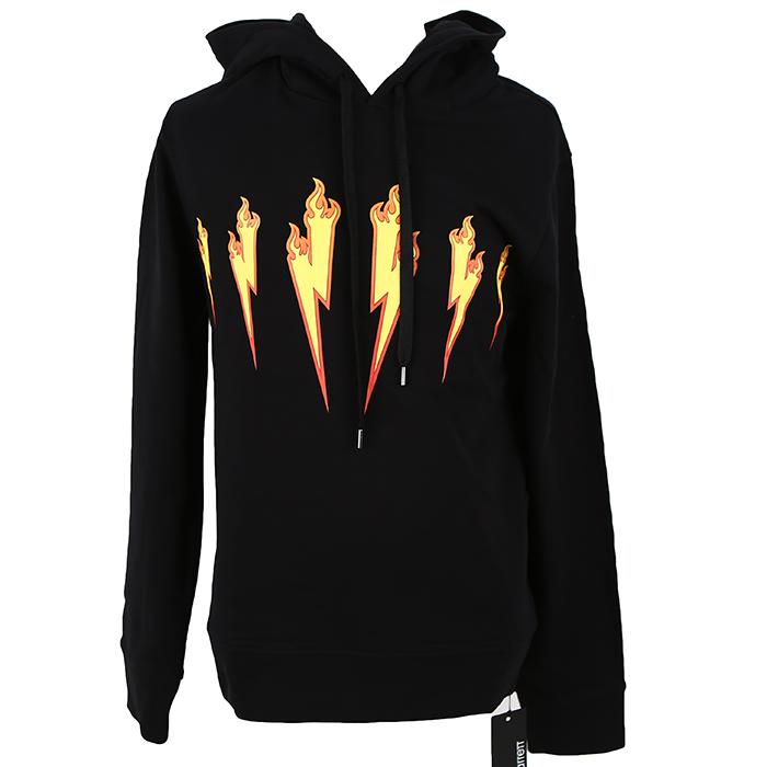 Neil Barrett Men’s Flame Bolt Hooded T-Shirt PBJS447A