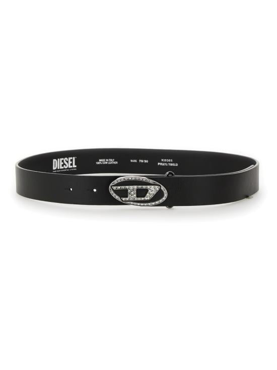 DIESEL Regular Leather Belt Black X10305PR271T8013 BLACK DOM