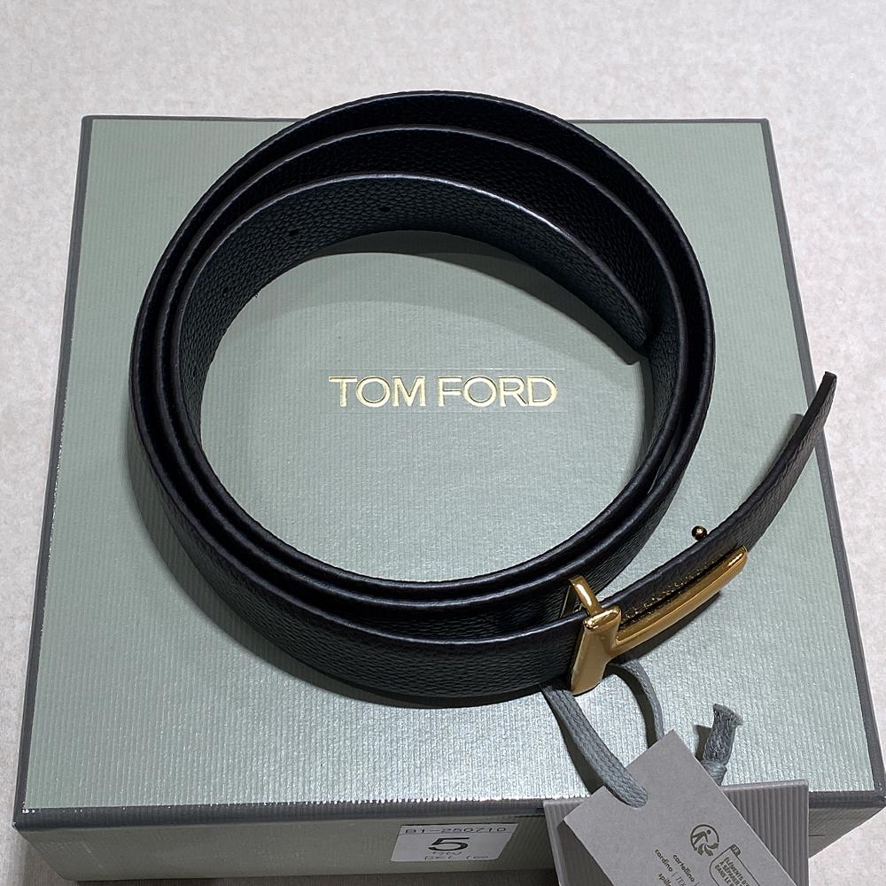 TOM FORD Men’s Reversible Leather T Buckle Belt Brown/Black