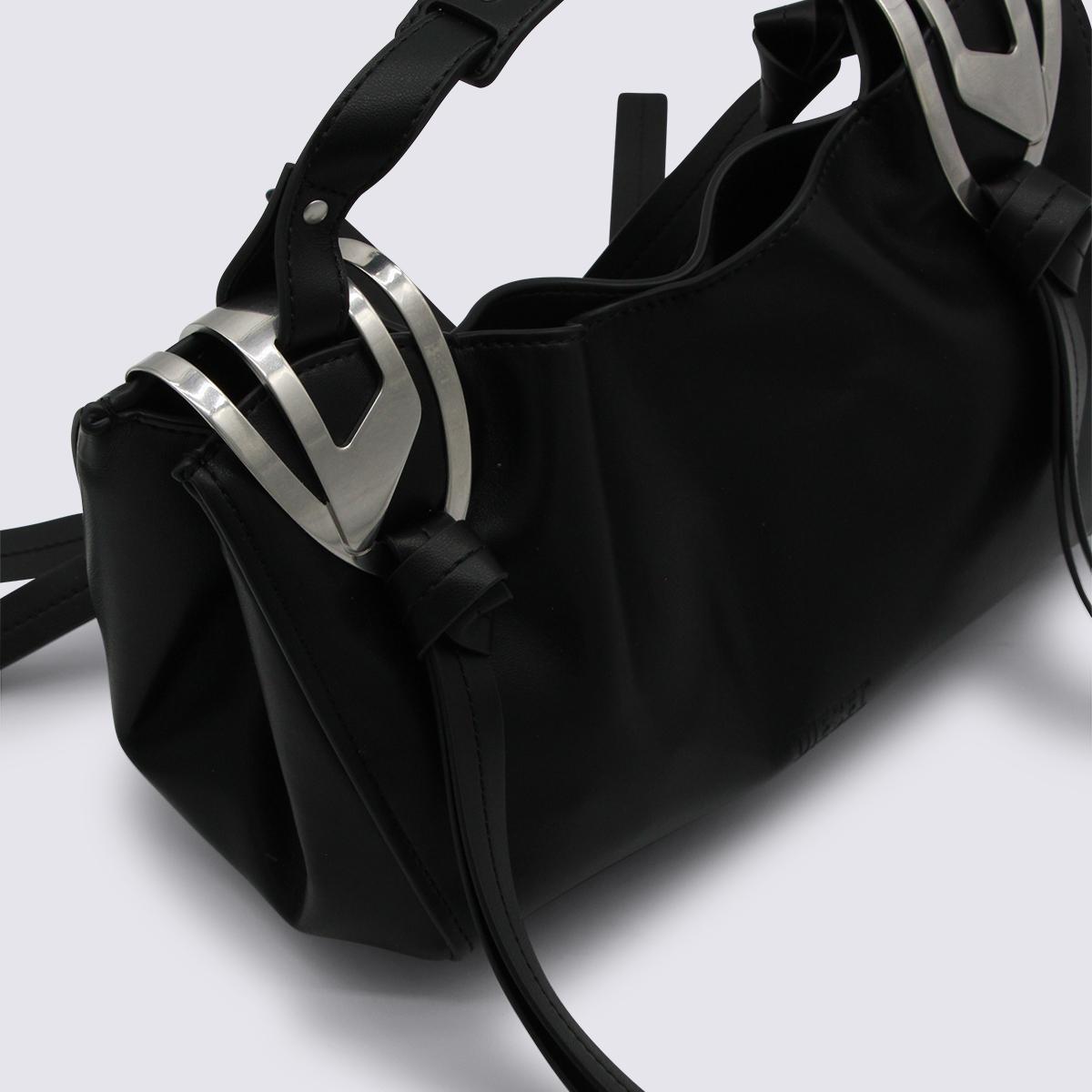DIESEL Black Leather Shoulder Tote Bag