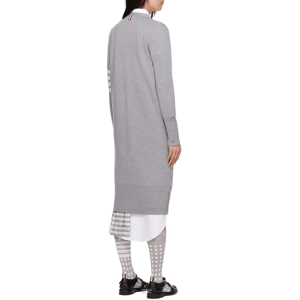 THOM BROWNE Women’s Milano Stitch Wool Long Cardigan Gray