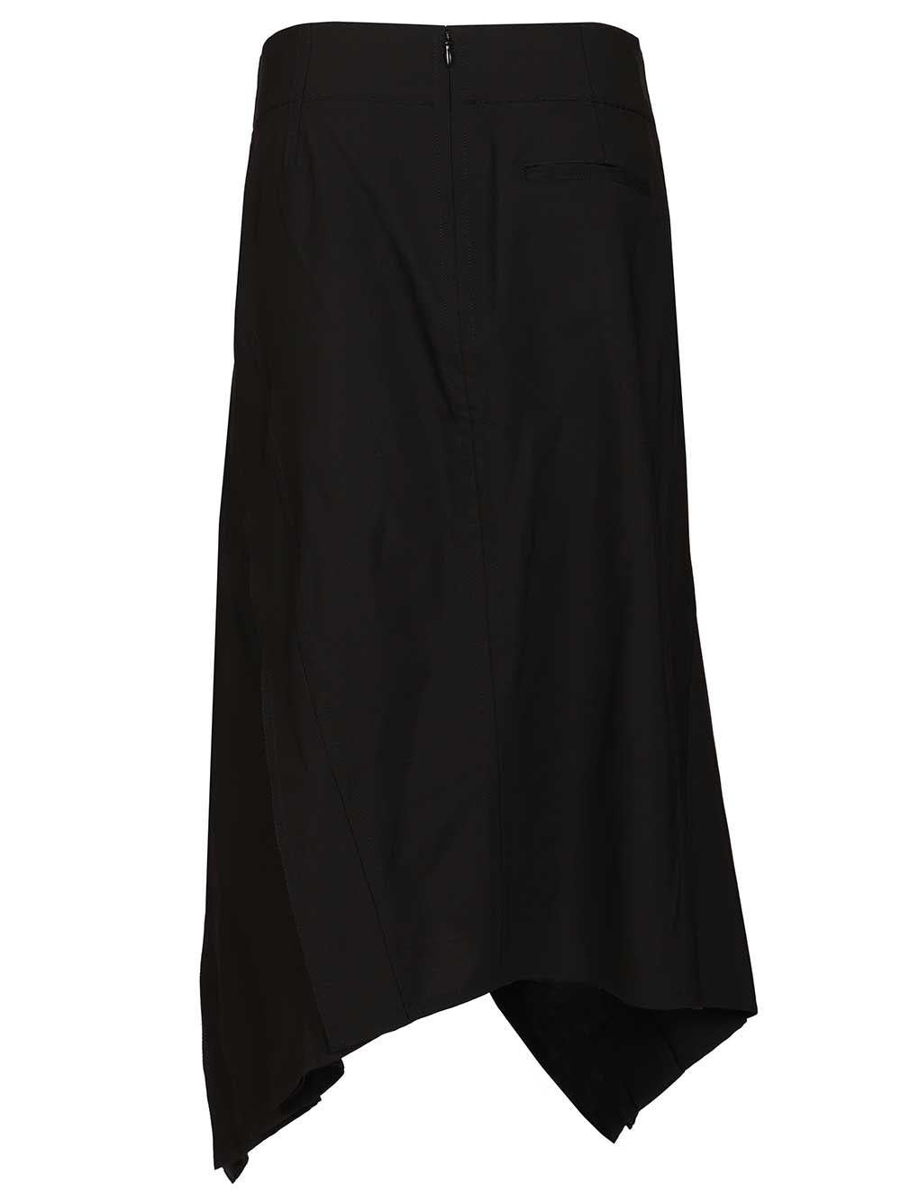 Bottega Veneta Black Leather Midi Skirt