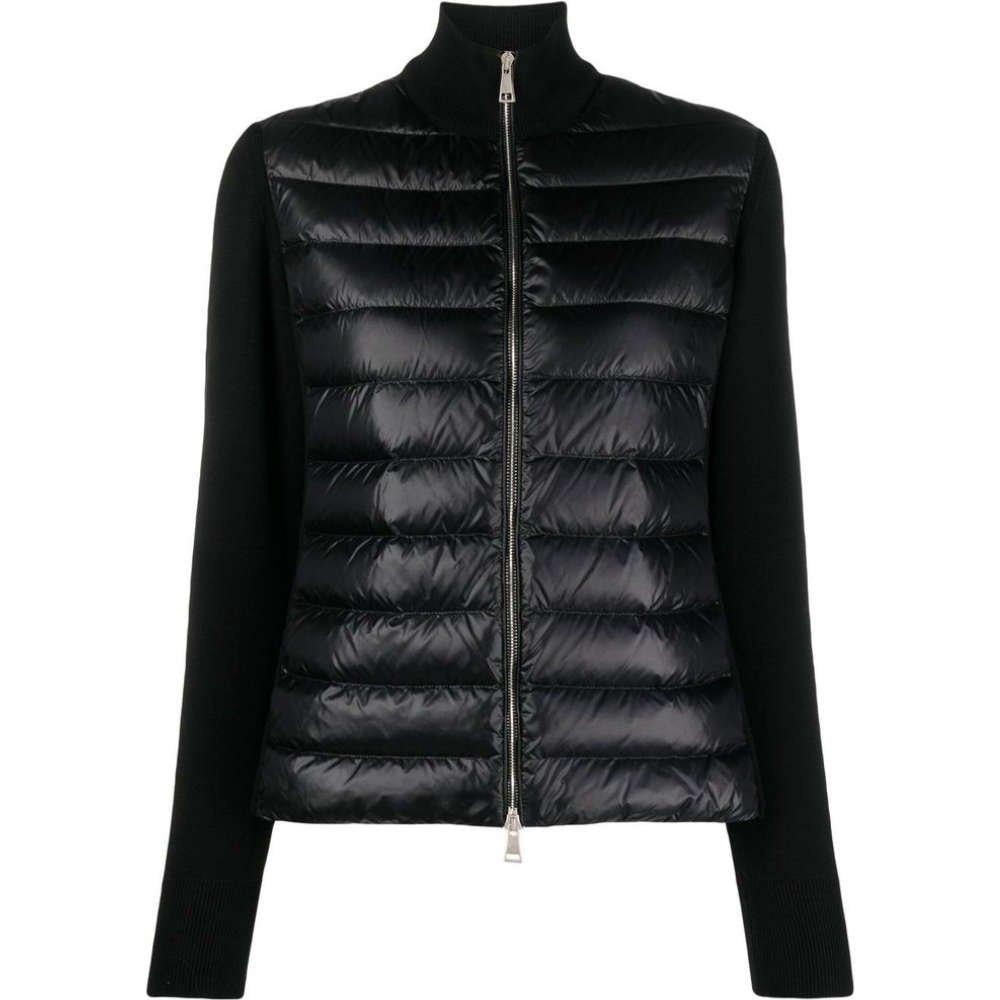 Moncler Logo Patch Black Down Padded Cardigan Jacket for Women