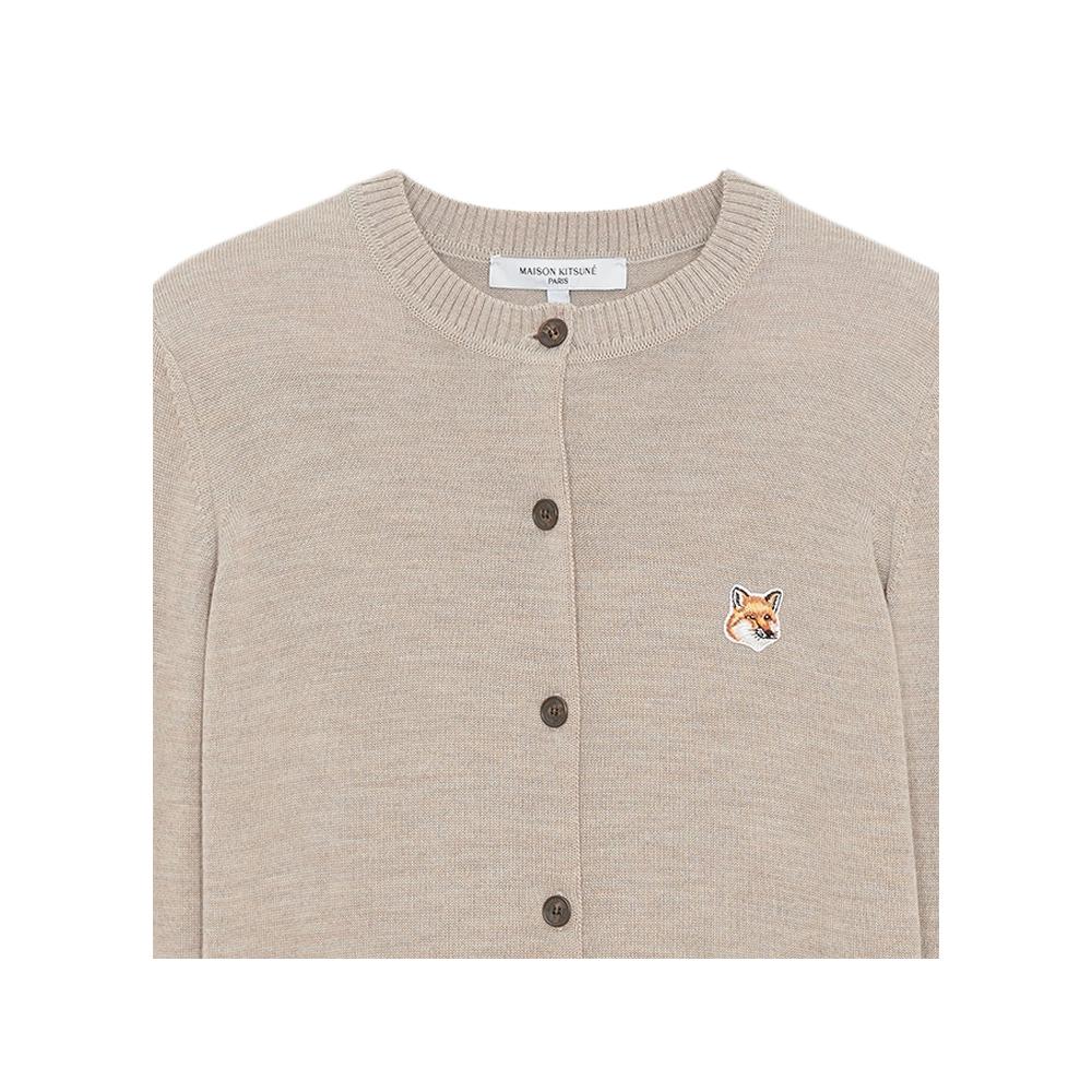 Maison Kitsune Women's Fox Knit Cardigan Heather Beige HW00521KT1036 H250