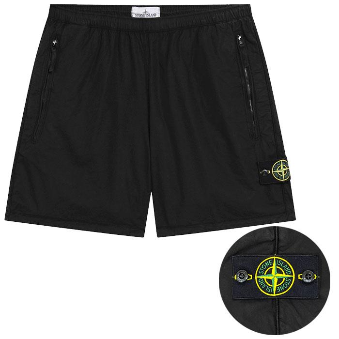 STONE ISLAND Loose Wide-Leg Shorts Black Cotton Men’s