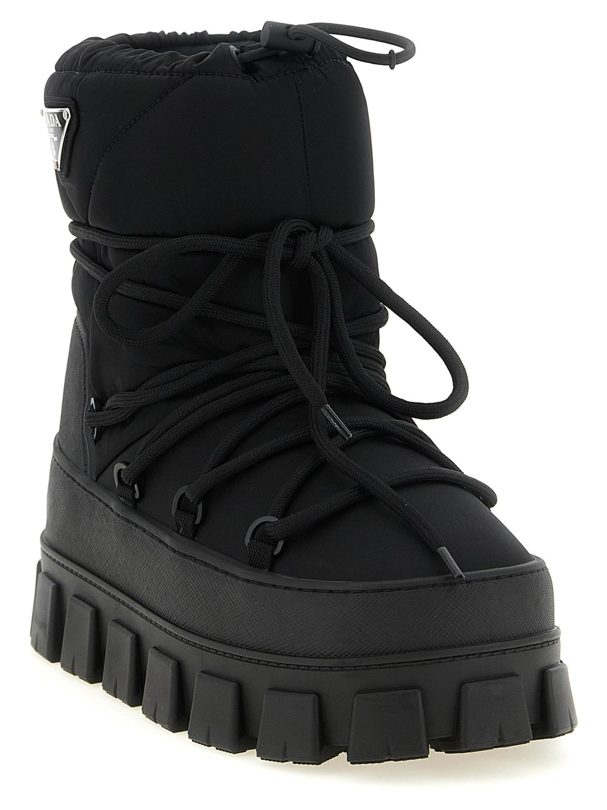 PRADA Black Leather Winter Boots