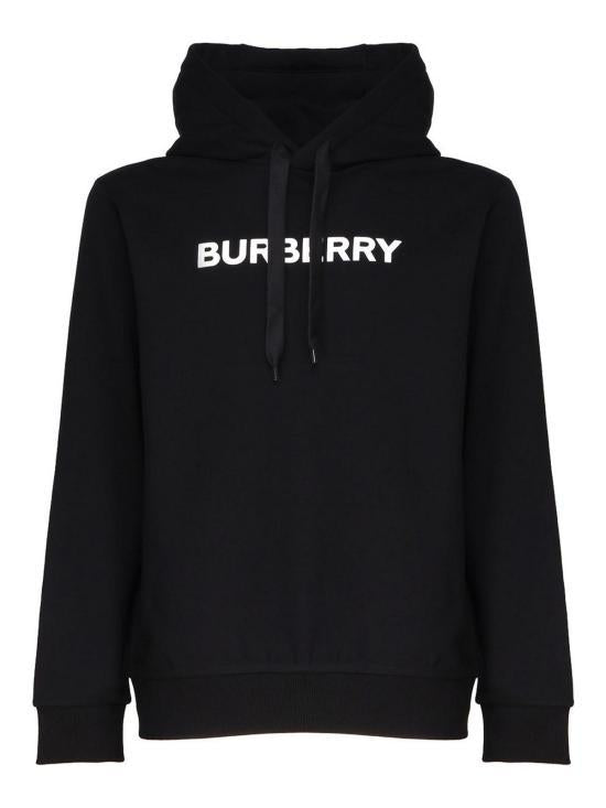 BURBERRY Logo Print Cotton Hoodie Sweatshirt