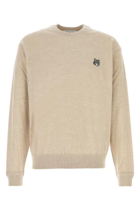 Maison Kitsune Light Beige Melange Wool Crewneck Sweater Men