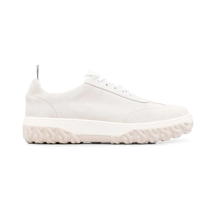 THOM BROWNE Calf Suede Cable-Knit Sole Low-Top Sneakers White MFD254AL0037 100