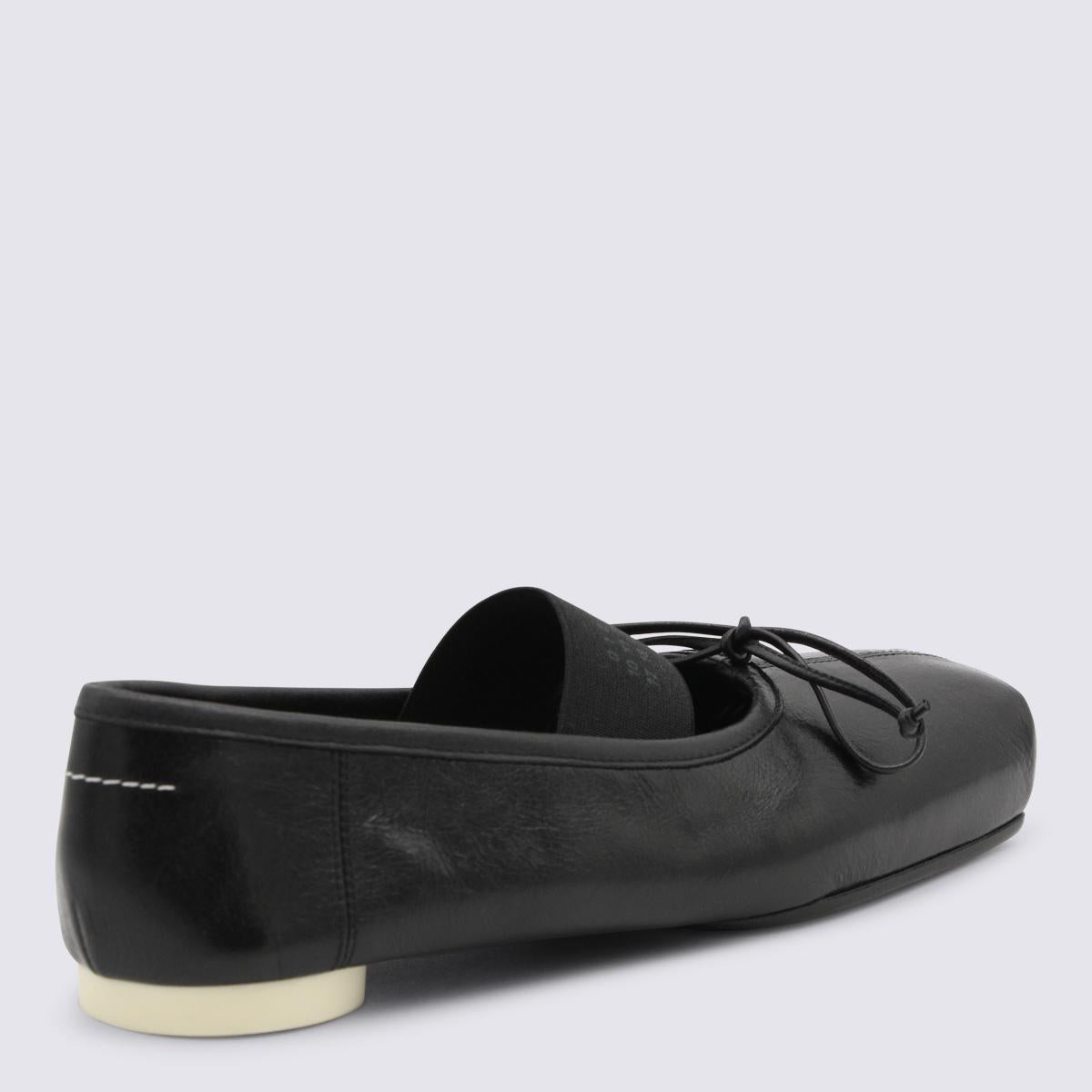 Maison Margiela Black Leather Ballet Flat Shoes