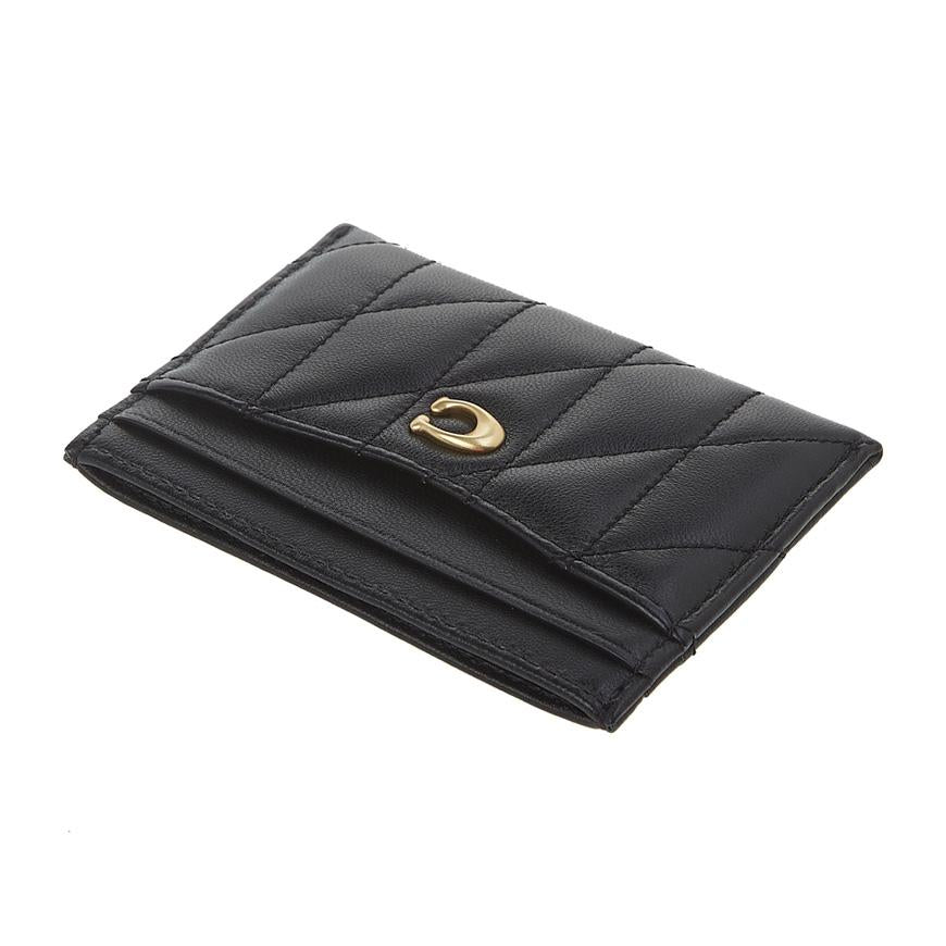 Coach Pillow Quilted Leather Card Holder Wallet Black Women