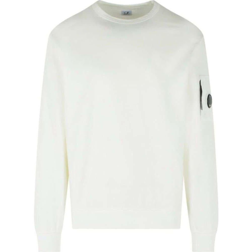 CP Company Light Fleece Crewneck Lens Sweatshirt White Unisex