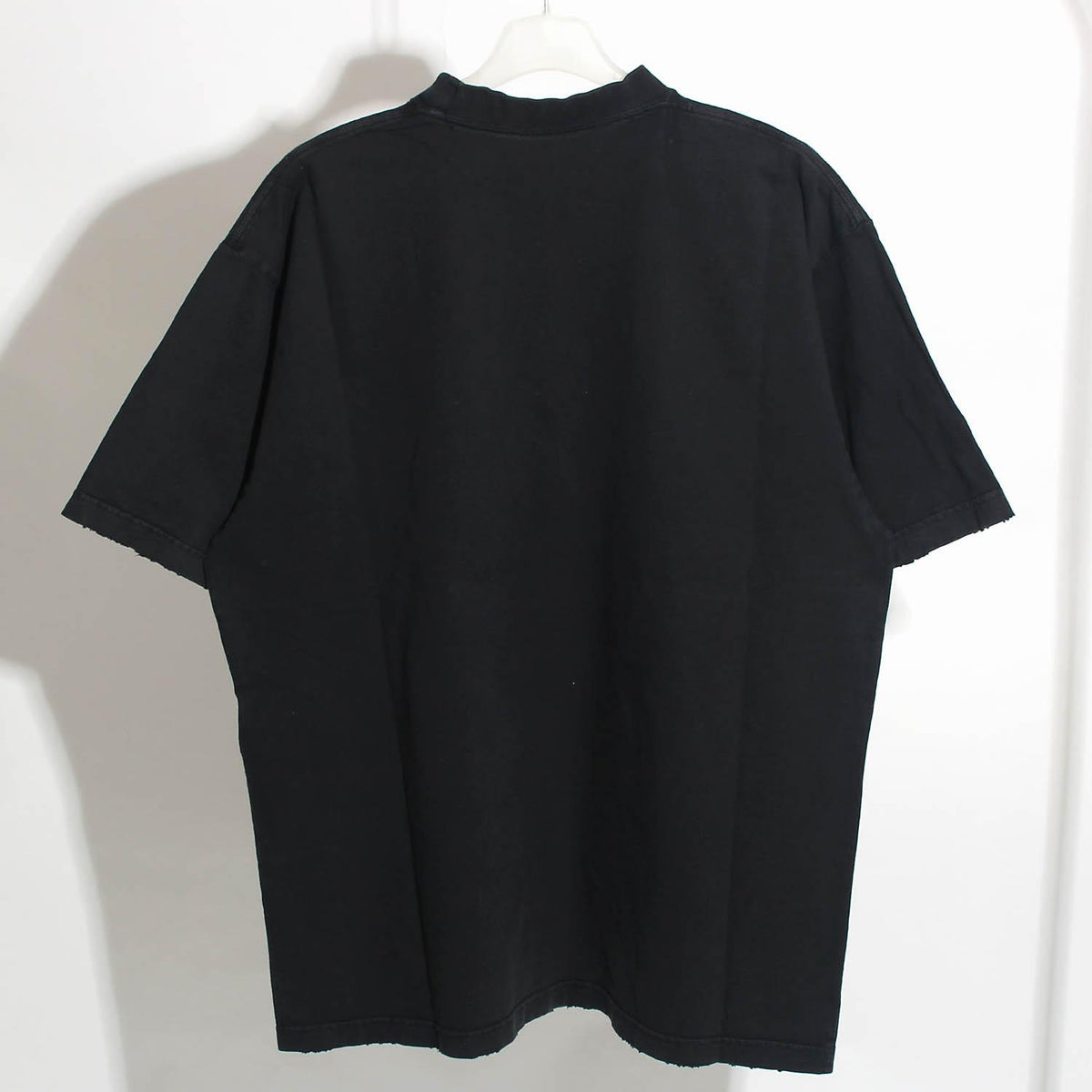 BALENCIAGA College Logo Washed Black Short Sleeve T-Shirt