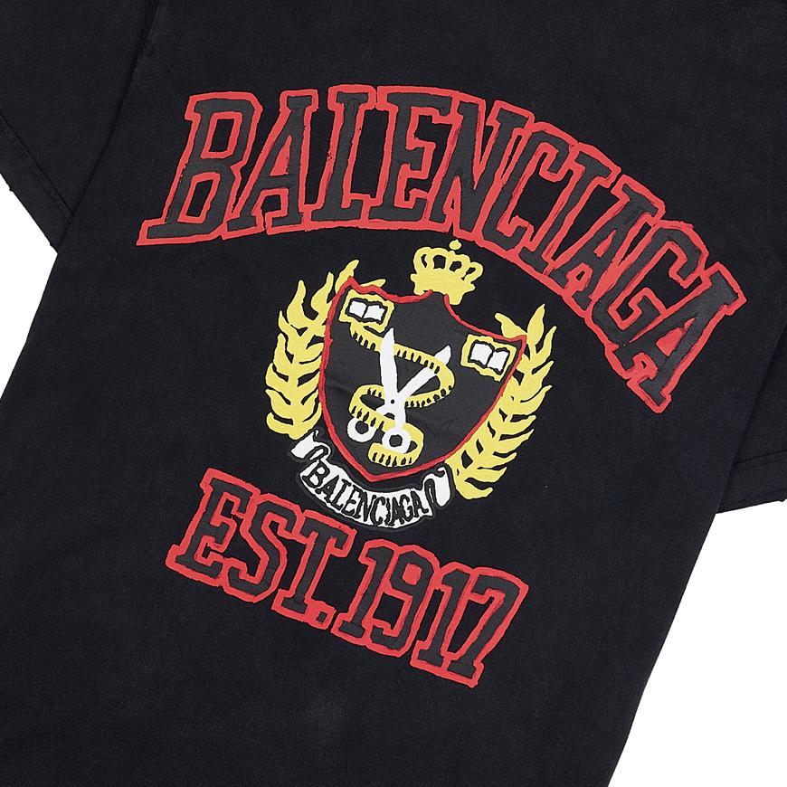 BALENCIAGA College Logo Print T-Shirt Black Men’s