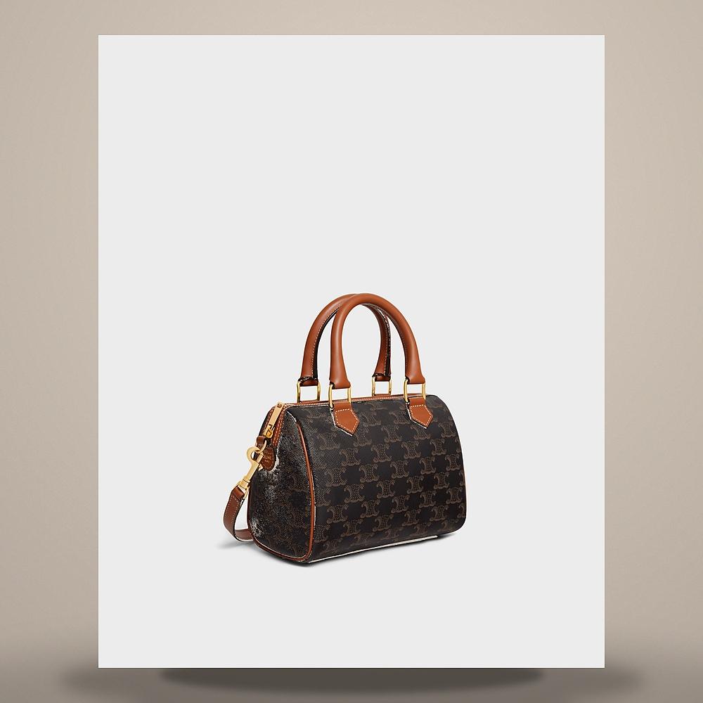 CELINE Burgundy Tan Triomphe Canvas Large Flat Shopper Tote Bag 123842O93 GGH8