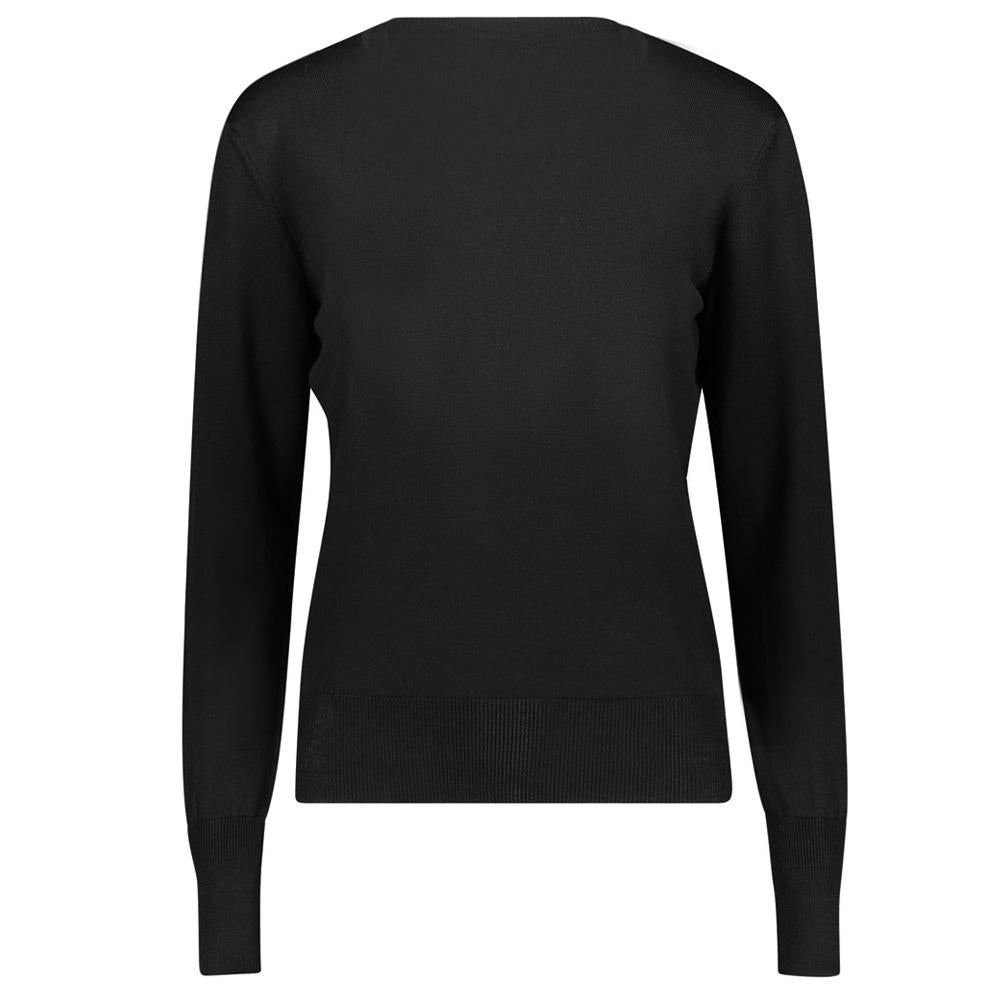 Vivienne Westwood Via Logo Embroidery Black Round Neck Knit Sweater