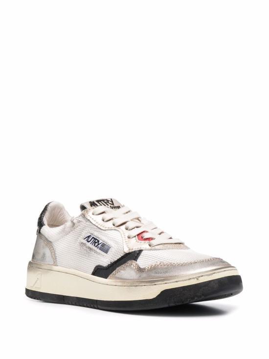 AUTRY White/Gold/Black Leather Low-Top Sneakers AVLWMS09 DOM