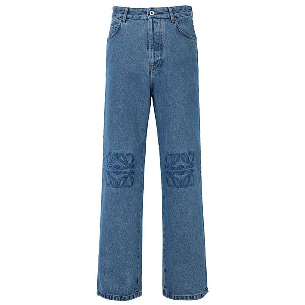LOEWE Jin Blue Anagram Logo Patch Baggy Denim Pants H526Y11X97 5320