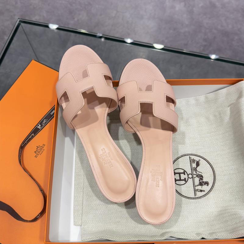 HERMES Oasis Sandals Rose Pale Calfskin Women’s
