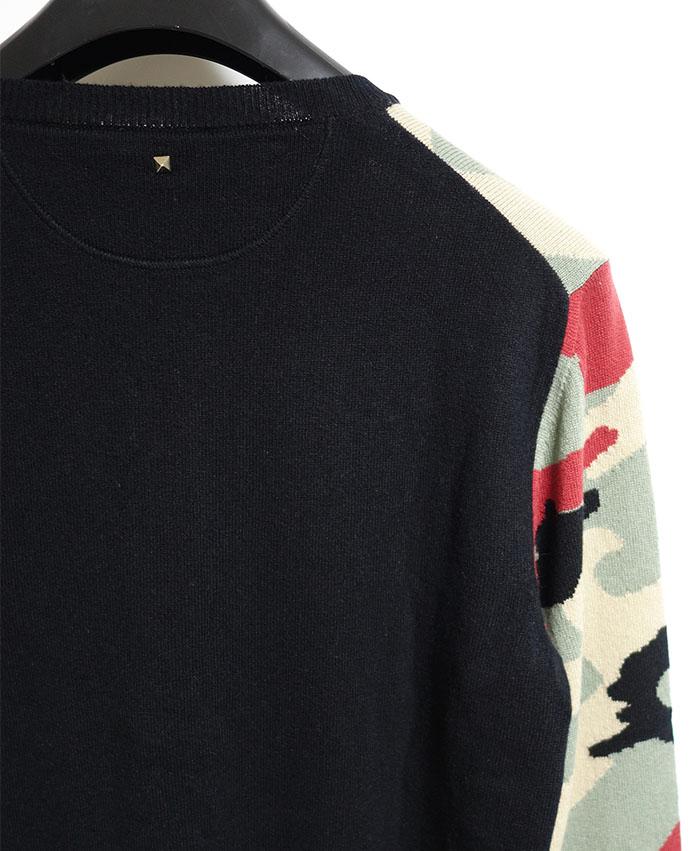 VALENTINO Multicolor Camouflage Cashmere Crewneck Sweater