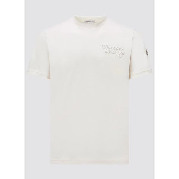Moncler Archive Embroidered Short Sleeve T-Shirt White Men