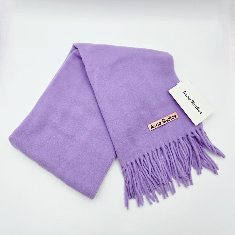 Acne Studios Canada Narrow Fringe Wool Scarf Bright Purple