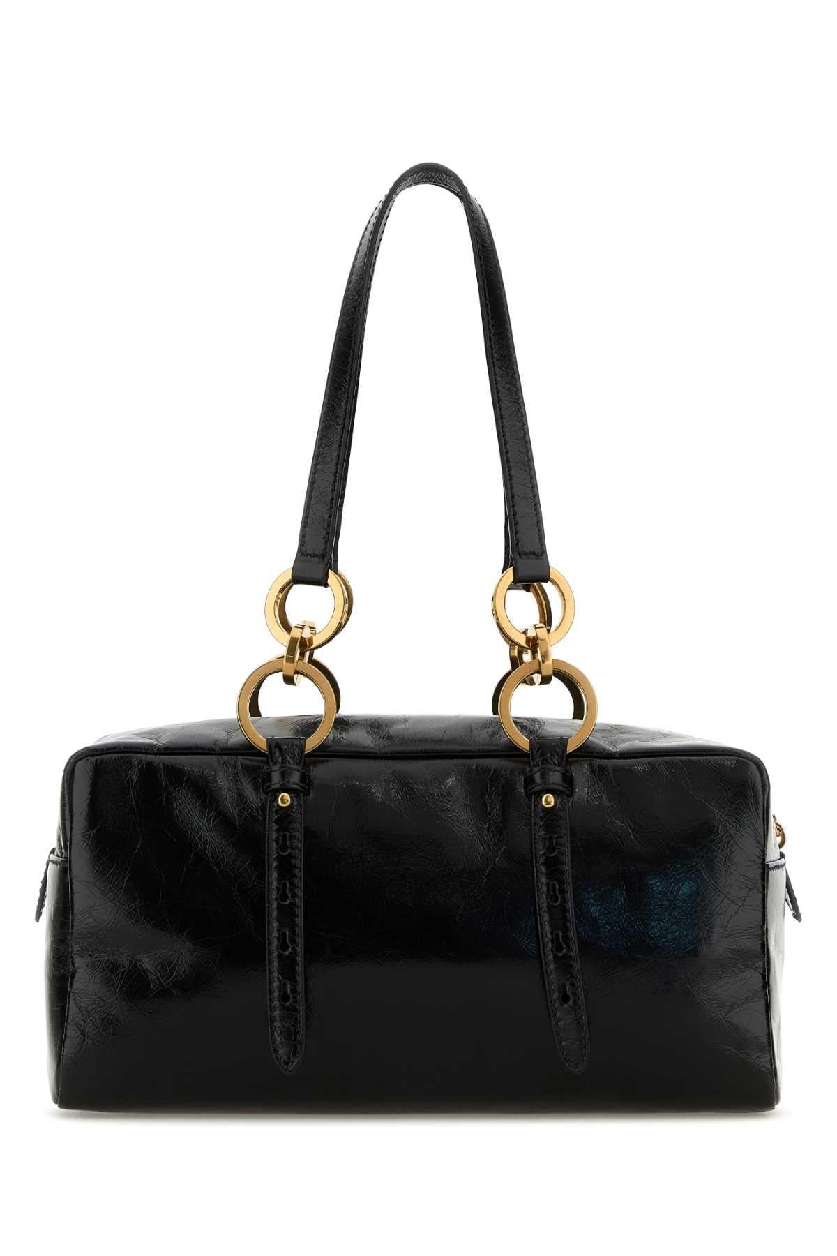 PRADA Black Leather Shoulder Bag