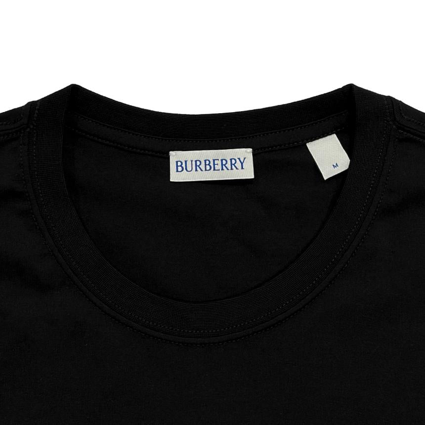 BURBERRY Black Short Sleeve T-Shirt with Embroidered Logo