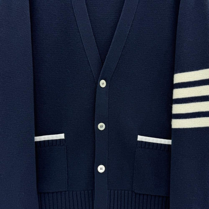 THOM BROWNE Milano Stitch Stripe Cardigan Men’s Navy Wool