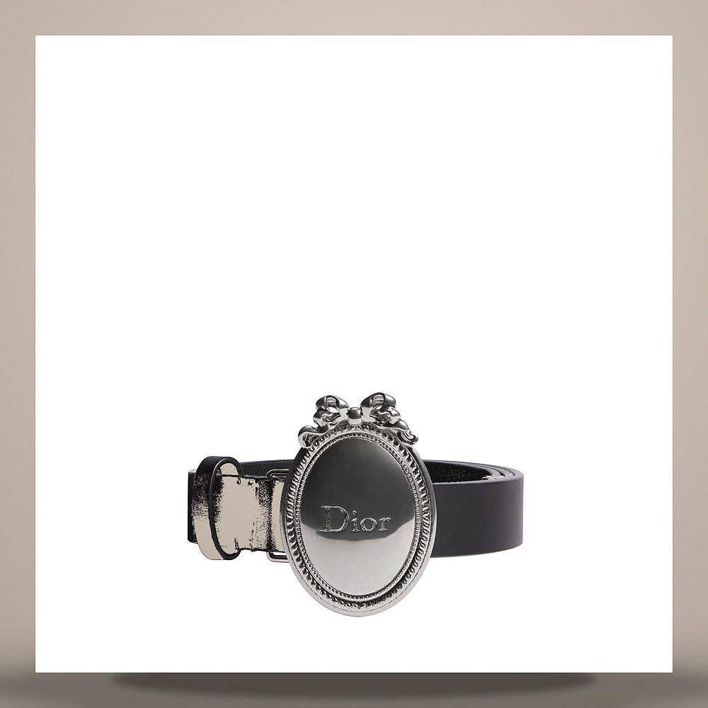 DIOR Black Smooth Calfskin Medallion Belt 25mm B1022VGBK M900