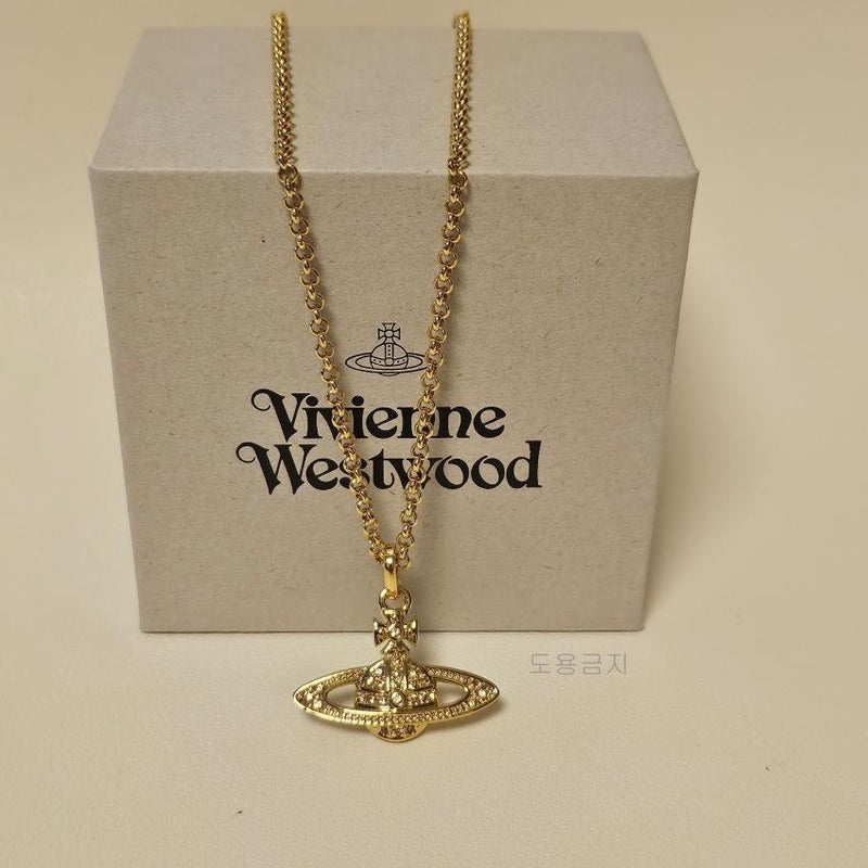 Vivienne Westwood Mini Bas Relief Gold Necklace Pendant 63020086 02R121 CN R121