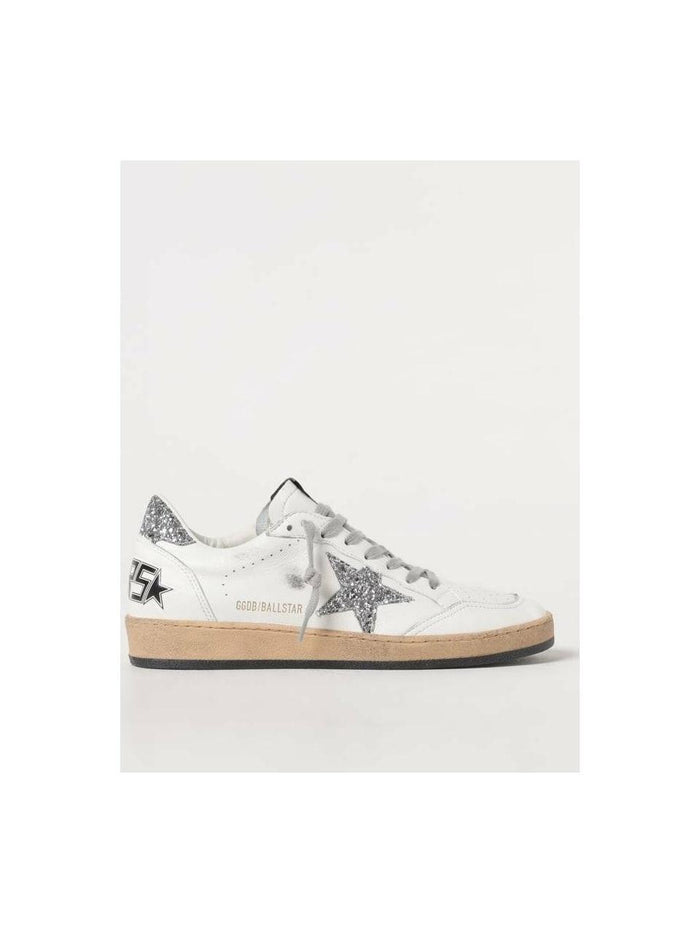 GOLDEN GOOSE Glitter Star Ball Star Low-Top Sneakers White Leather