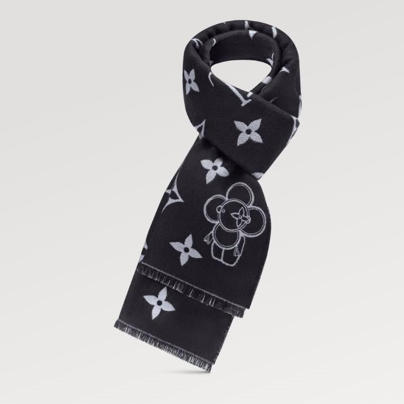 Louis Vuitton Monogram Vivienne Wool Scarf Dark Gray Unisex