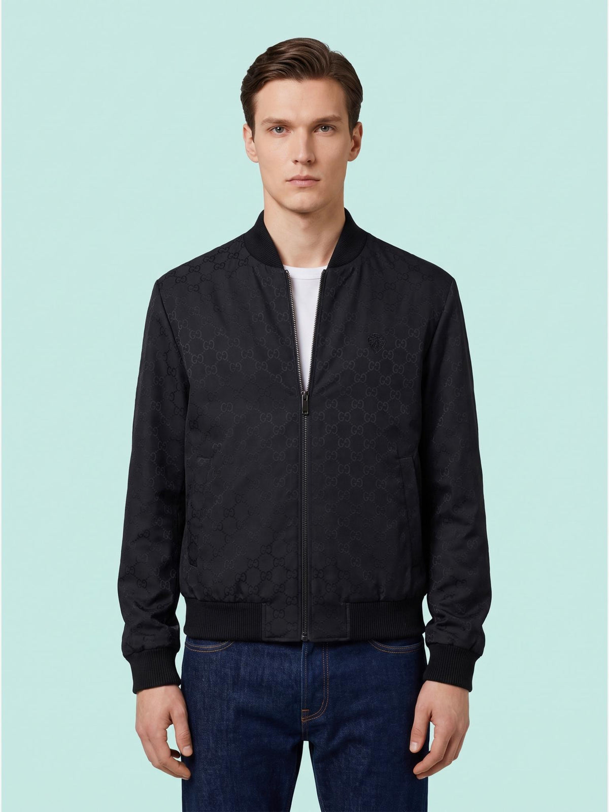 GUCCI Black Wool Blend Zip-Up Jacket