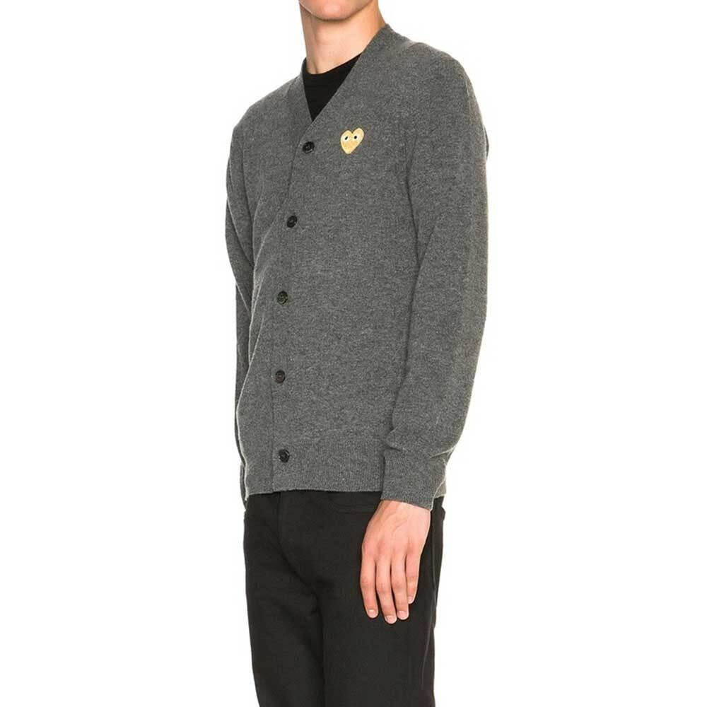 Comme des Garcons Grey Unisex Cardigan Gold Heart Knit
