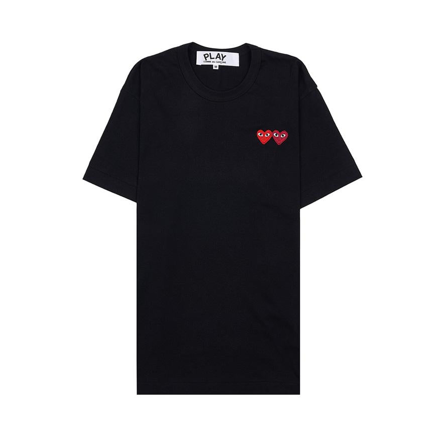 Comme des Garcons Unisex Double Heart Patch T-Shirt AZ T226 051 BLACK