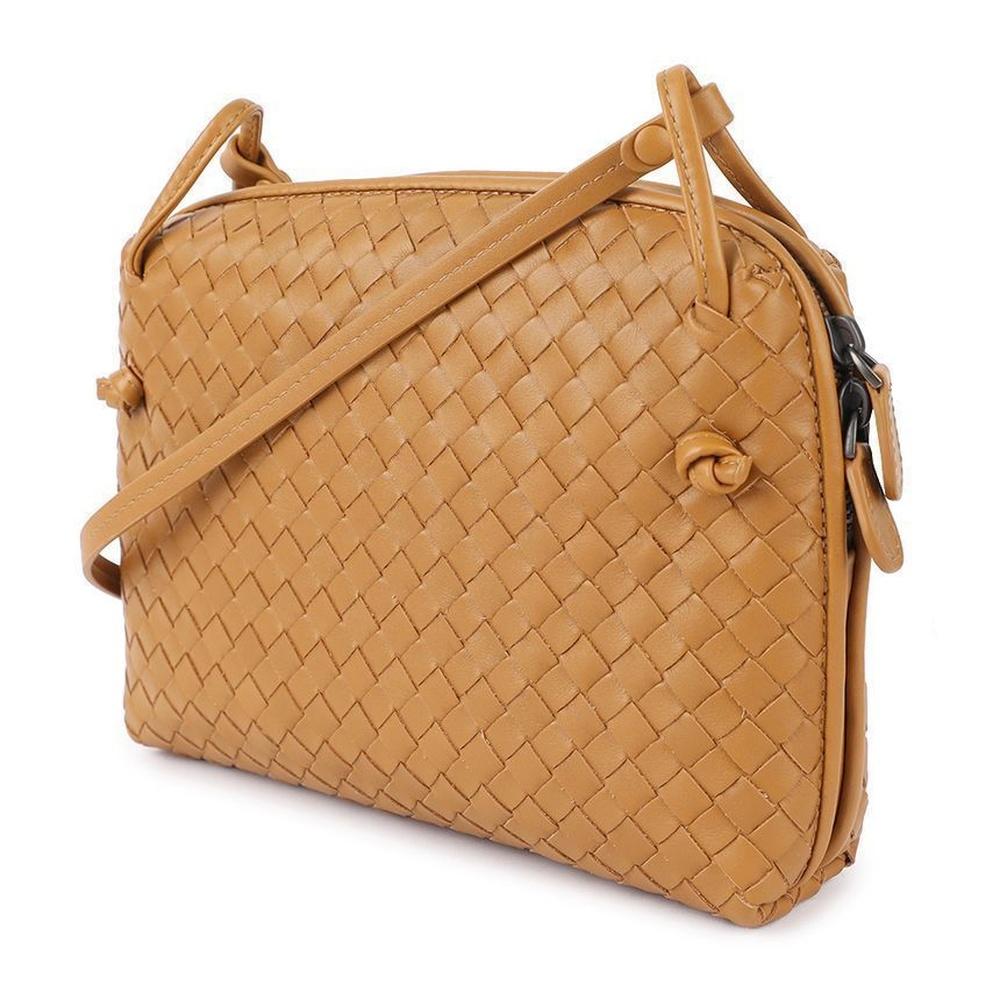 Bottega Veneta Intrecciato Leather Crossbody Bag Brown