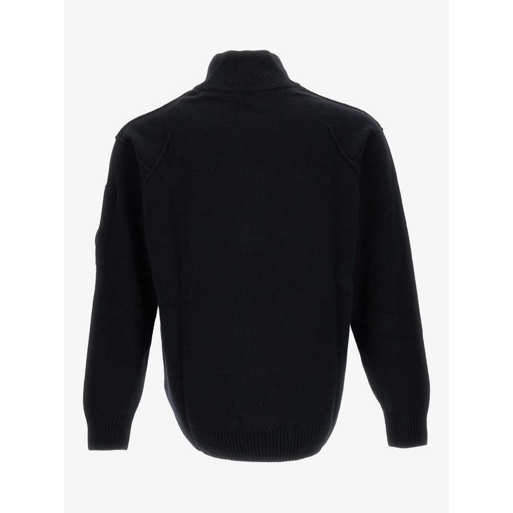 CP Company Lambswool Half-Zip Turtleneck Sweater Black Men