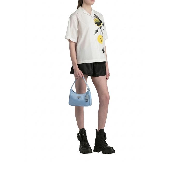 PRADA Re-Nylon Hobo Bag Sky Blue Shoulder Bag
