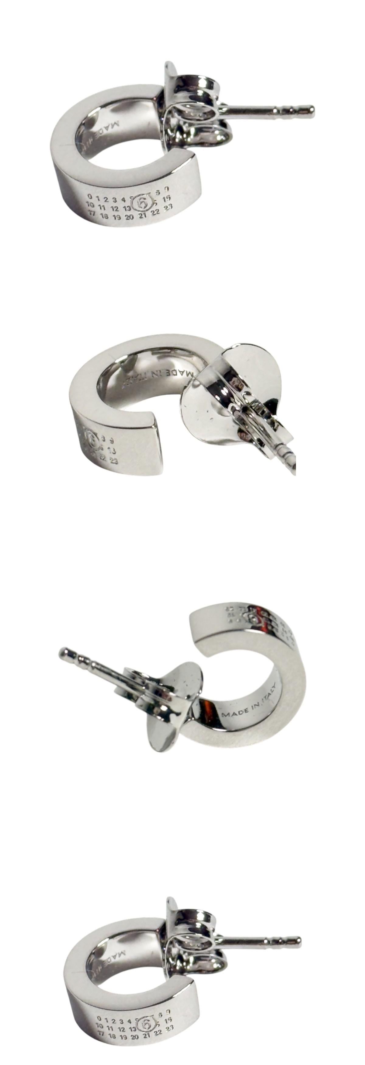 MM6 Silver Number Logo 4mm Earrings