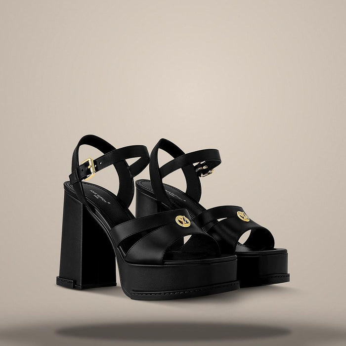 Louis Vuitton Men's Maya Black Heeled Platform Sandals 1AGXWU