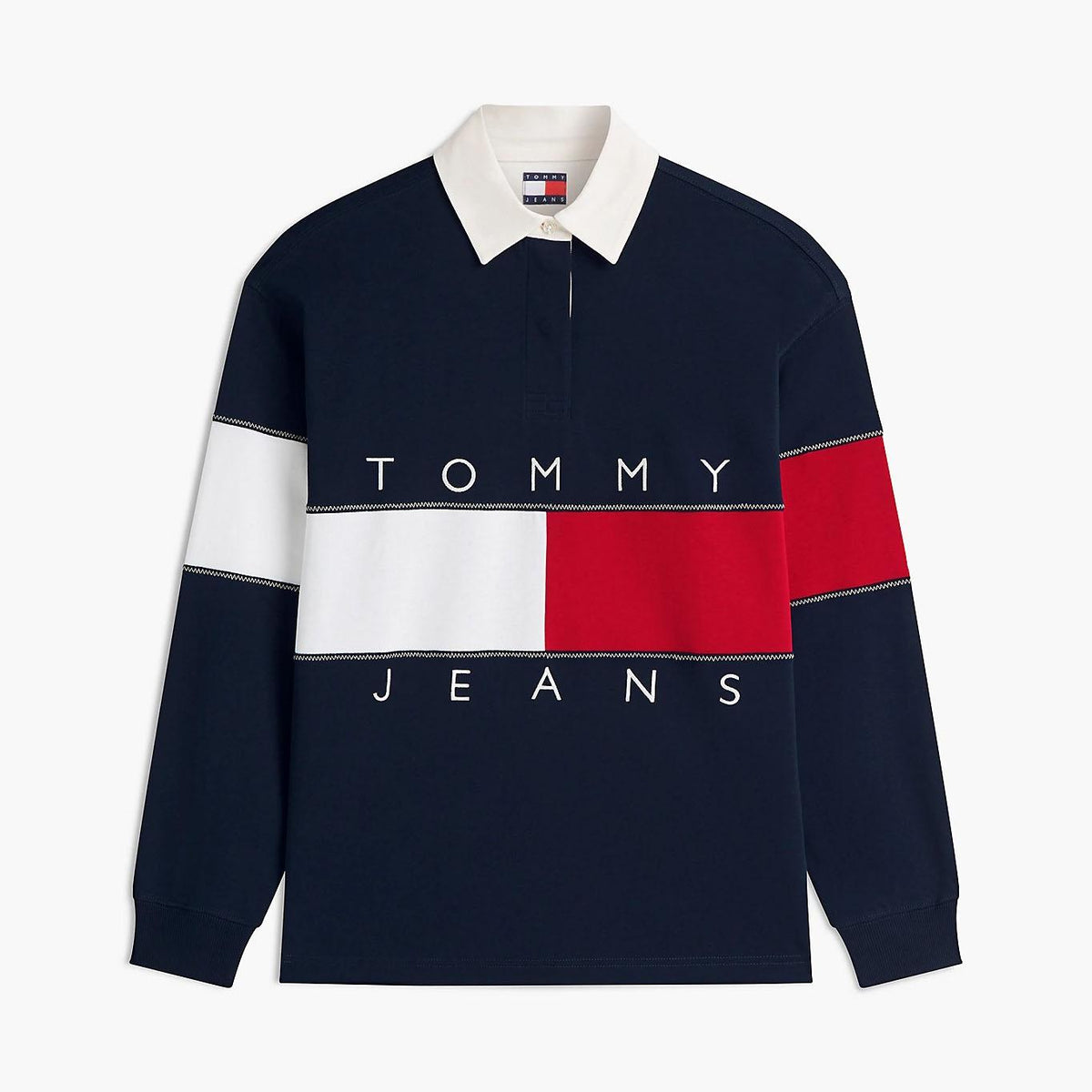 TOMMY HILFIGER Women’s Oversized Flag Rugby Long Sleeve Polo Shirt
