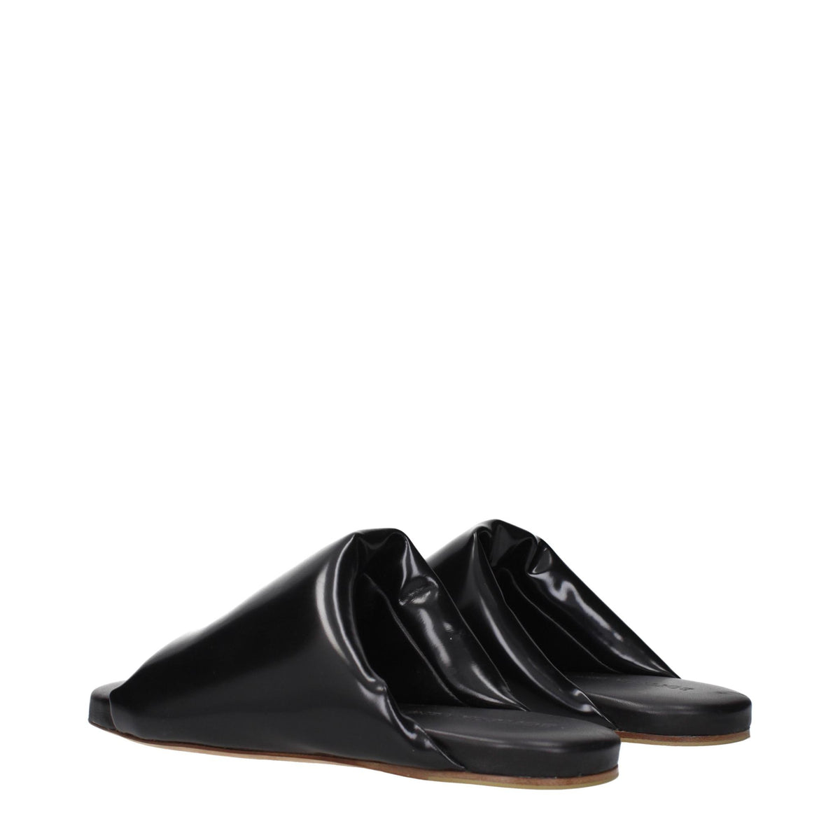 Bottega Veneta Black Leather Slide Sandals