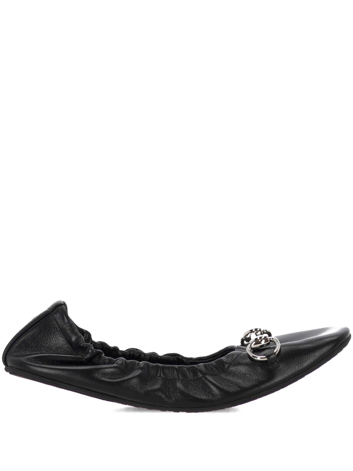 GUCCI Black Leather Flat Shoes