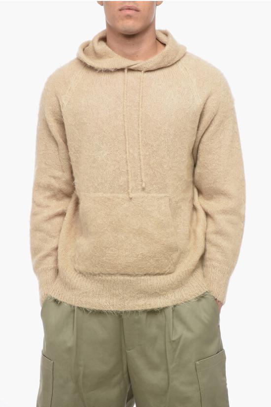 AURALEE Brushed Super Kid Mohair Hooded Knit Sweater A23AP 01KM